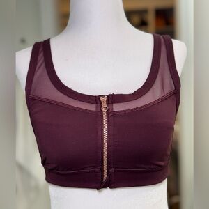 Lululemon Women's Maroon Zip Mesh ATHLETIC Size 4 Sports Bra